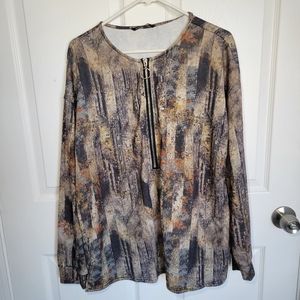 NWT Noracora Womens 1/2 Zip Camouflage Popover Long Sleeve Blouse